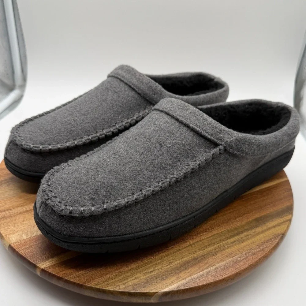 Levis Men's 11-12 XL Grey Felt Moccasin Slippers Memory Foam  0687